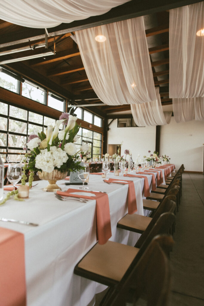 Charleston wedding reception with romantic draping