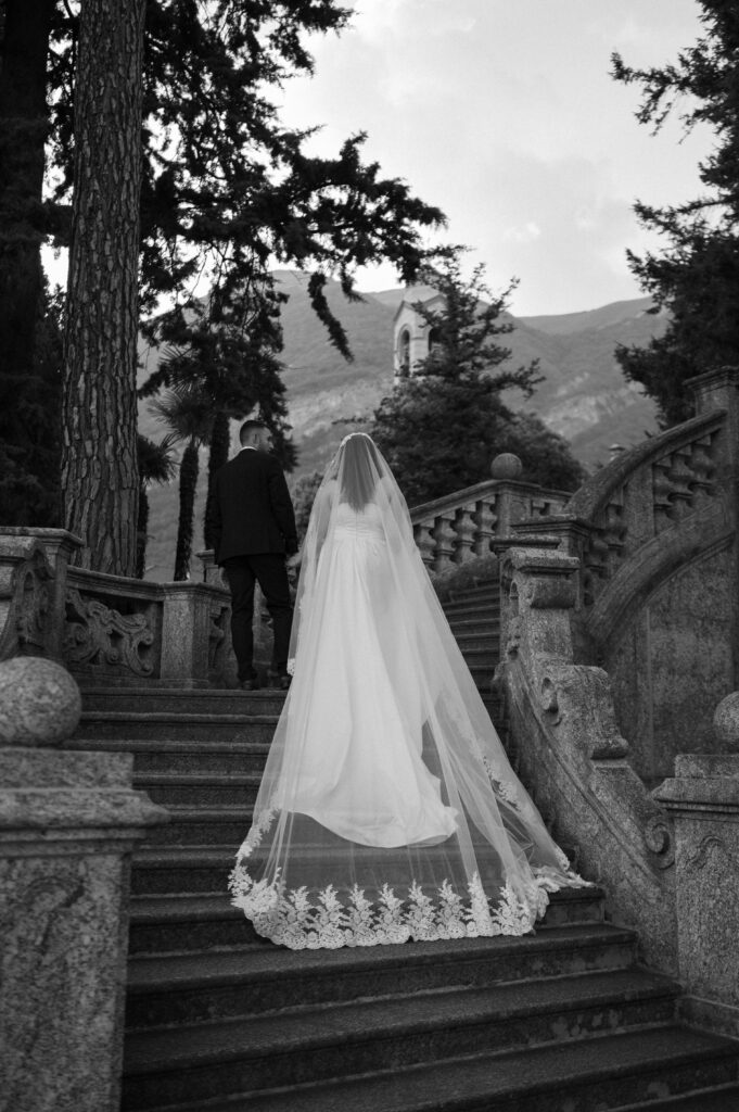 Couple at luxury intimate wedding celebration with close guests